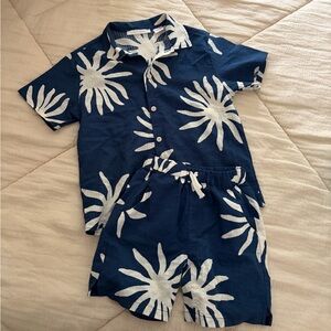 Zara Navy and White Floral Short Set